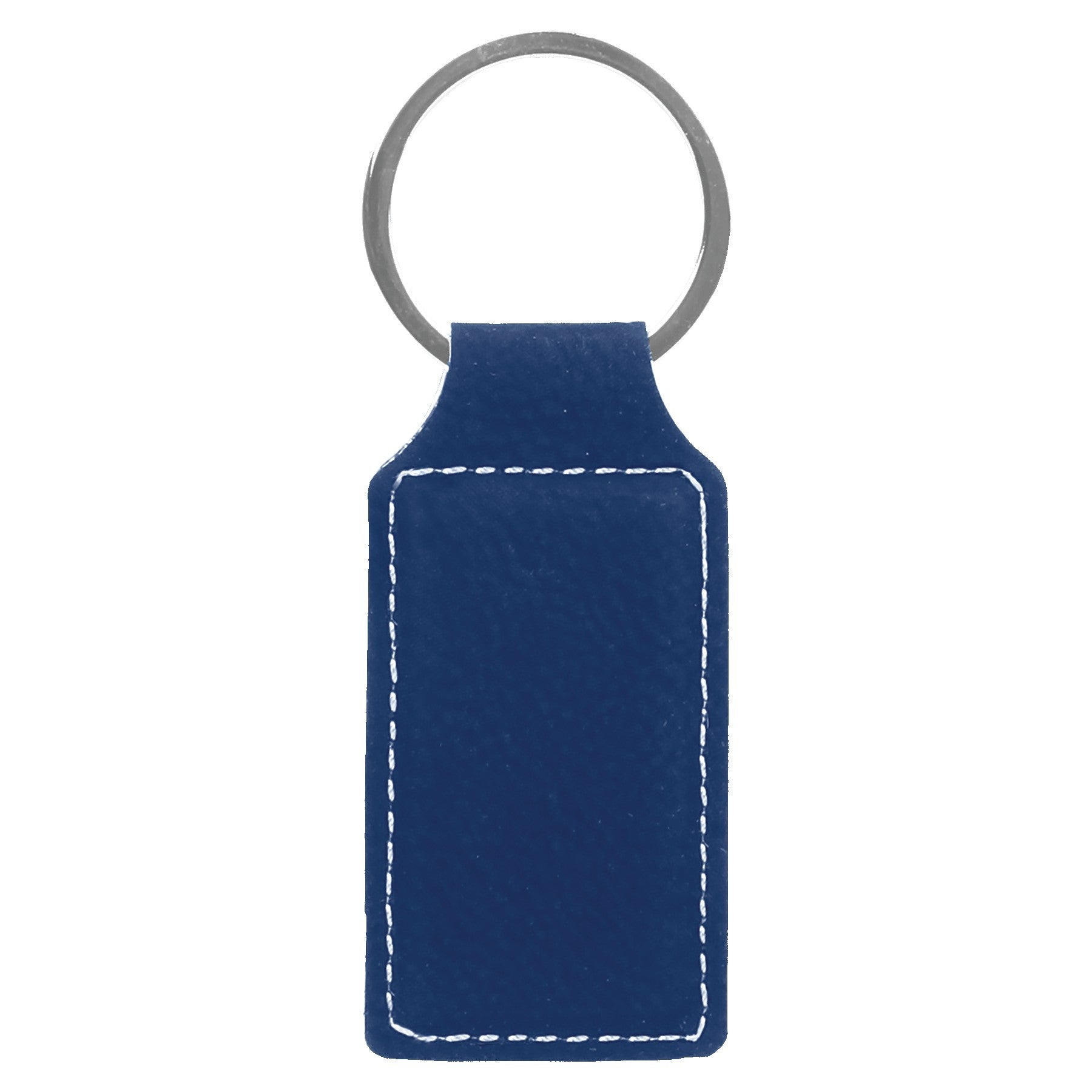 Blue Leatherette Rectangle Keychain with a custom logo