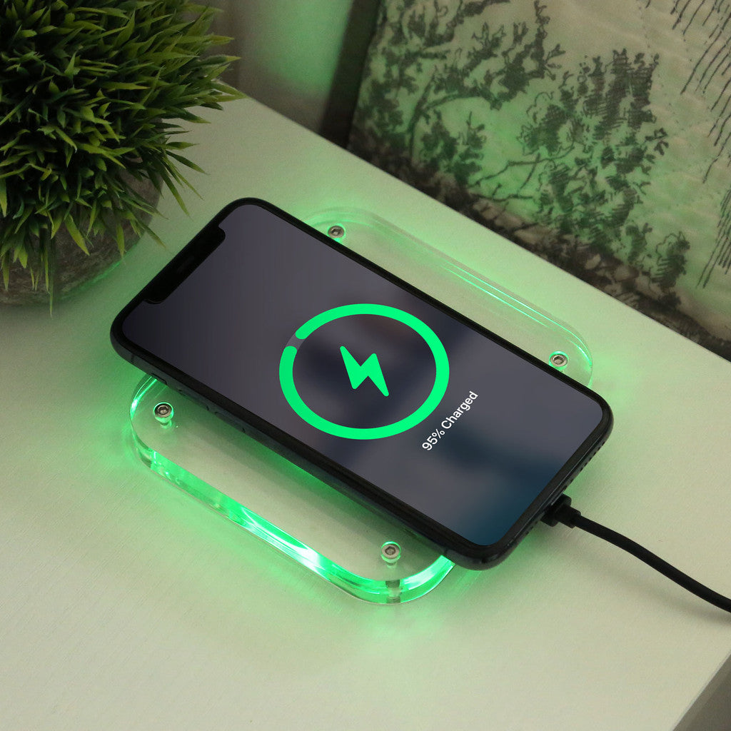 Smartphone on customized lofi Acrylic Wireless Charger 