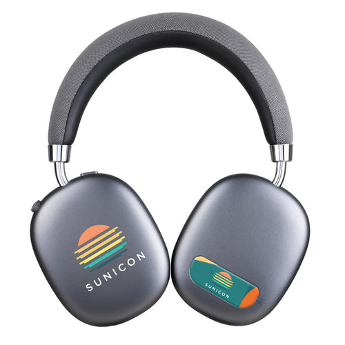 Luxe Anc Wireless Headphones shown with custom logos