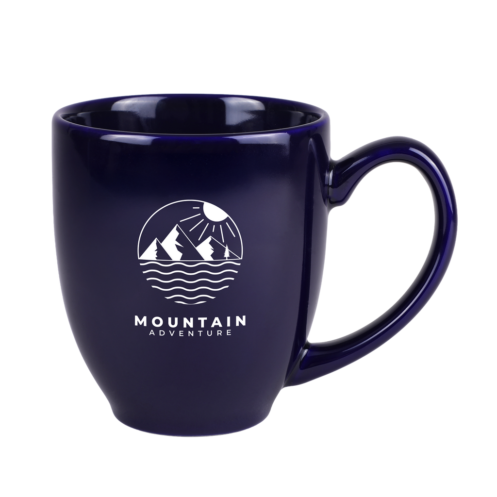 Navy 15 Oz. Ceramic Bistro Mug with a custom logo