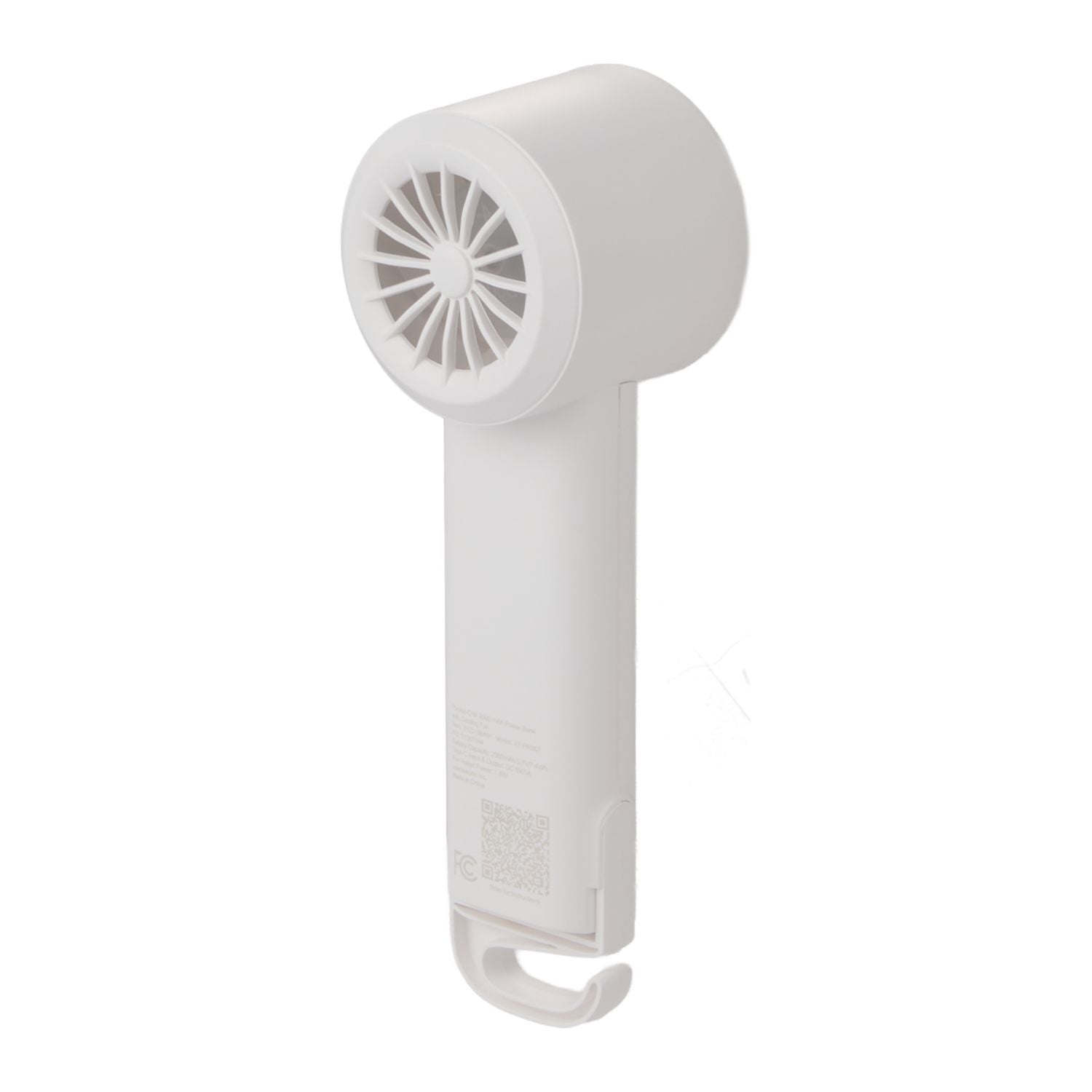 White handheld fan on a white background