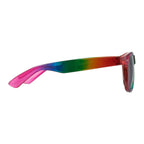 Sunglasses with a colorful frame on a white background