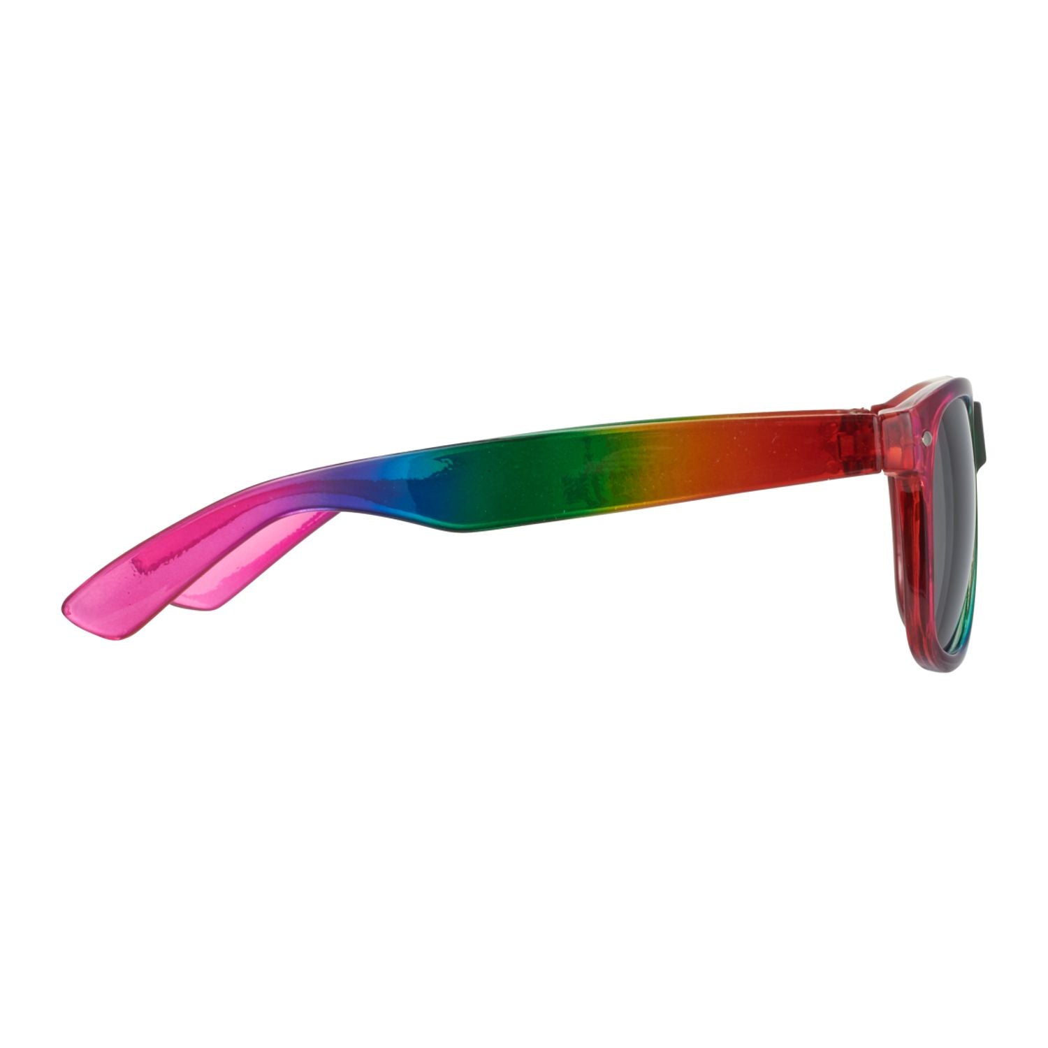 Sunglasses with a colorful frame on a white background