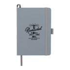 Gray notebook with 'Nantucket' text and design on a white background