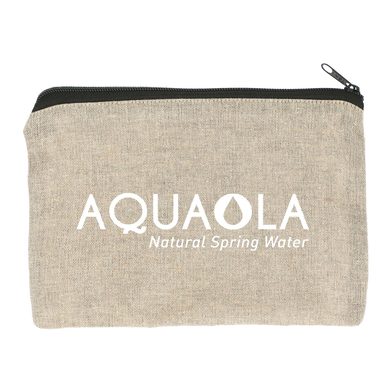 Natural Colored pouch with logo on a white background