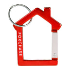 Red keychain with a custom logo