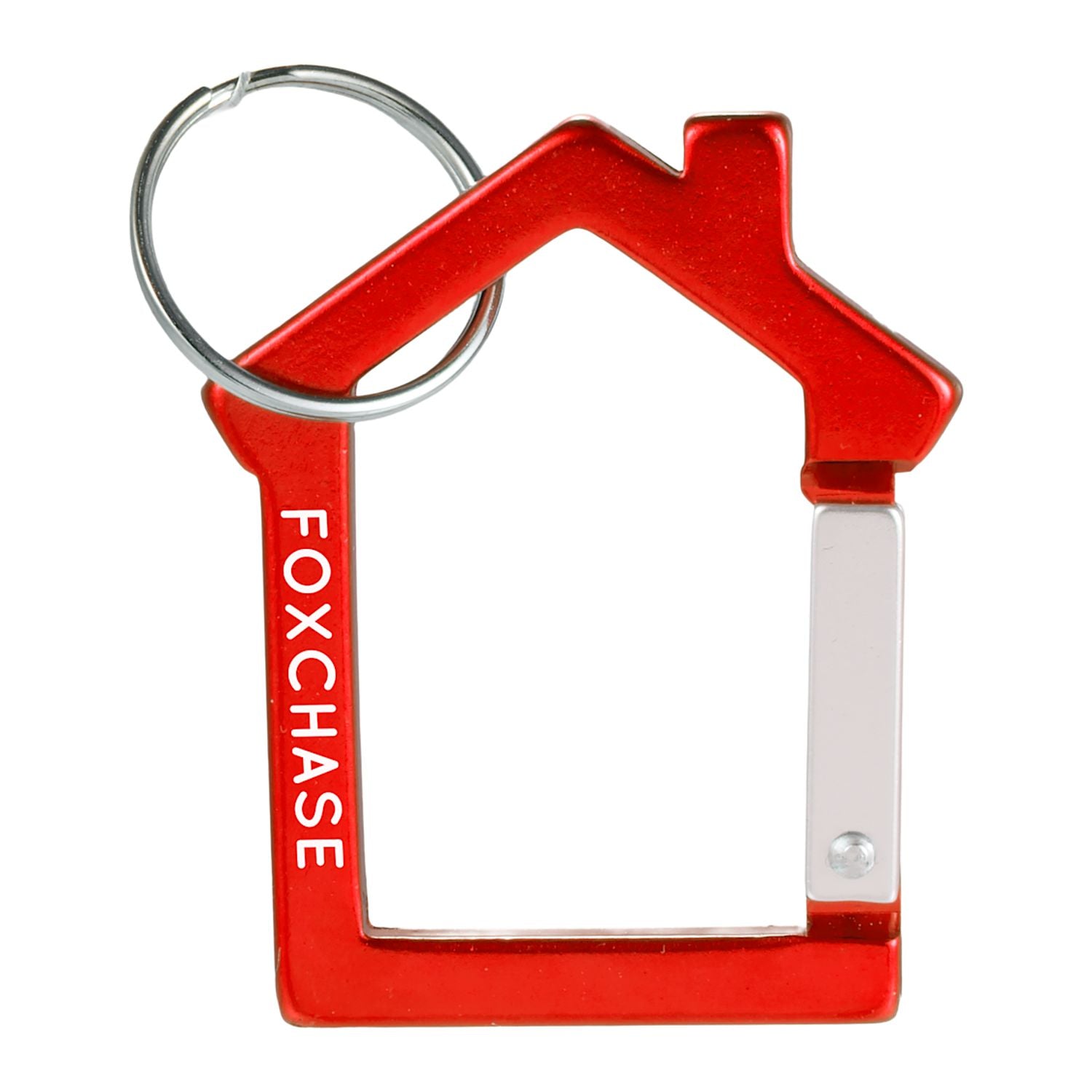 Red keychain with a custom logo