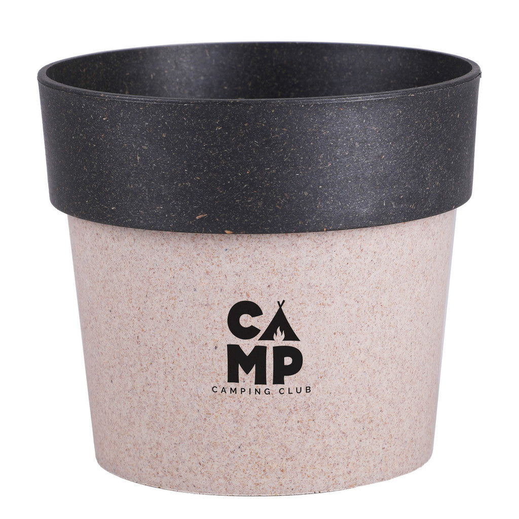 Black Regen Eco Planting Pot with a custom logo