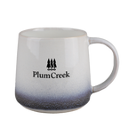 White mug with a custom logo on a white background