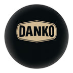 Black stress ball with a custom logo
