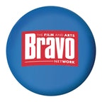 Blue stress ball with a custom logo