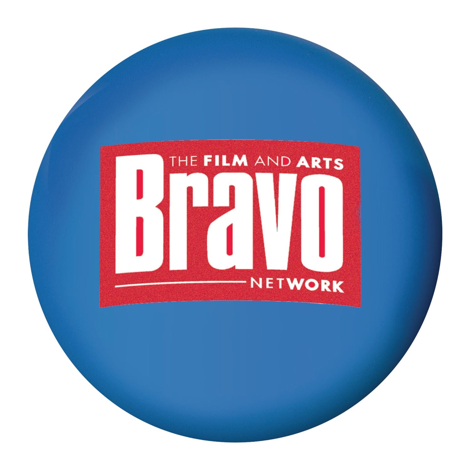 Blue stress ball with a custom logo