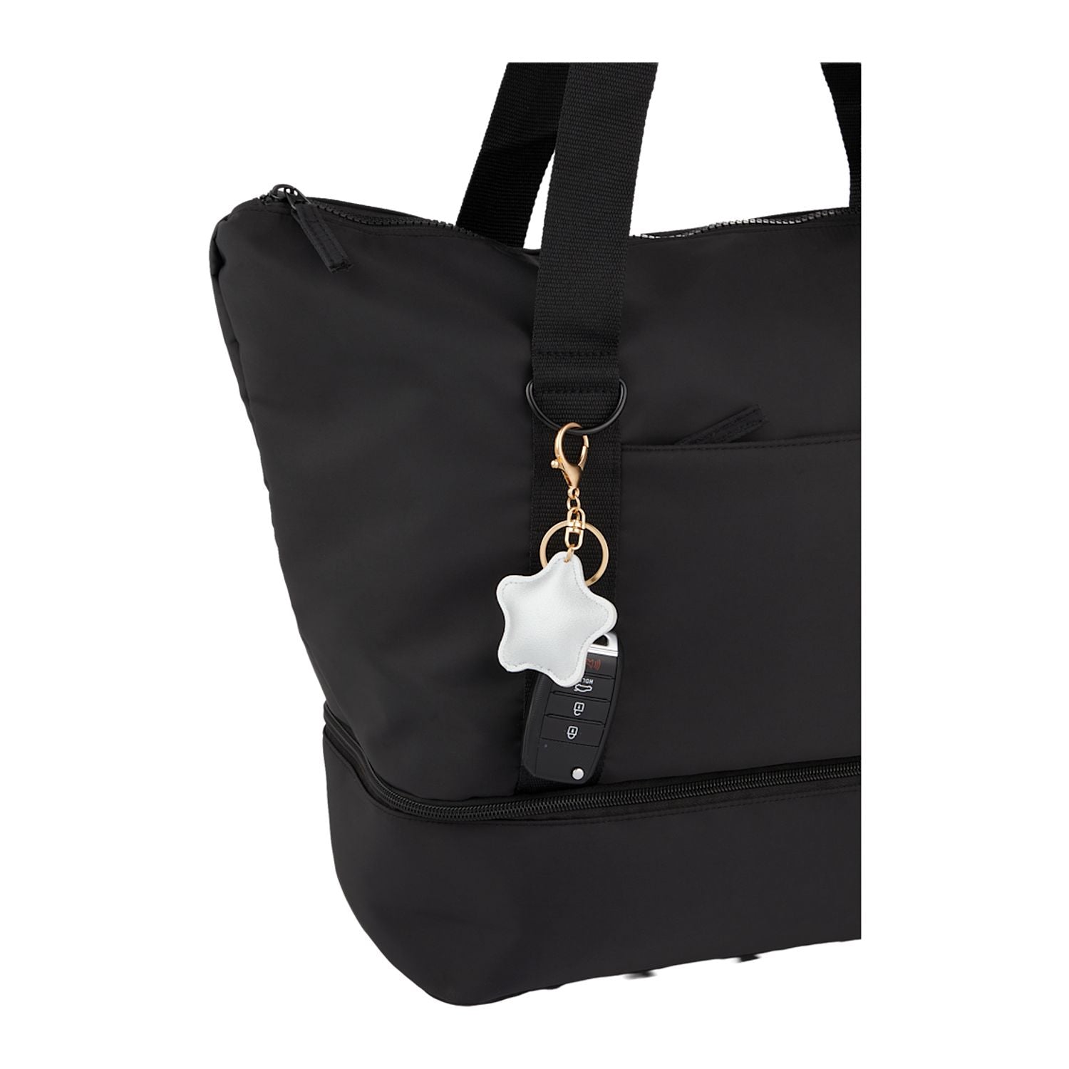 Star Leather Keychain - Silver