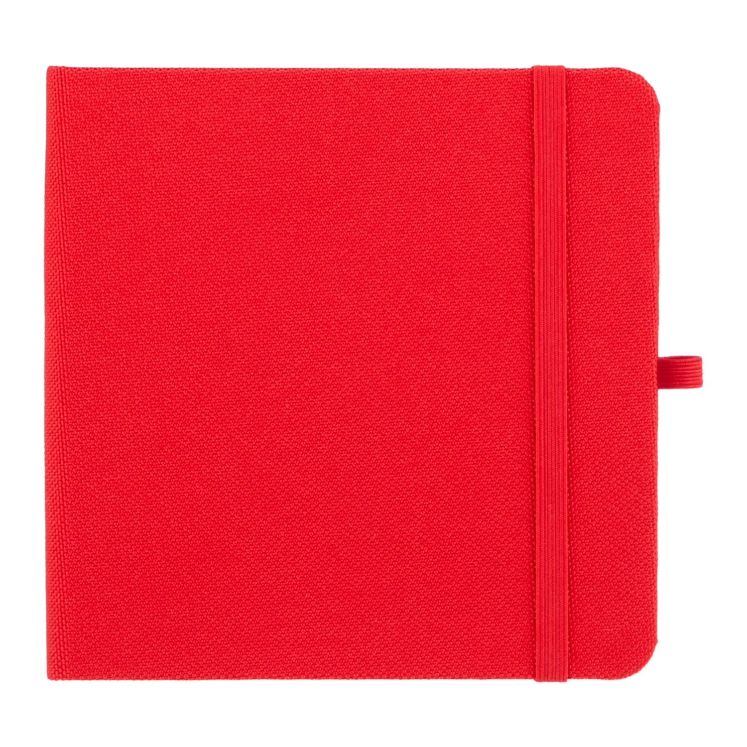 Red notebook with a strap on a white background
