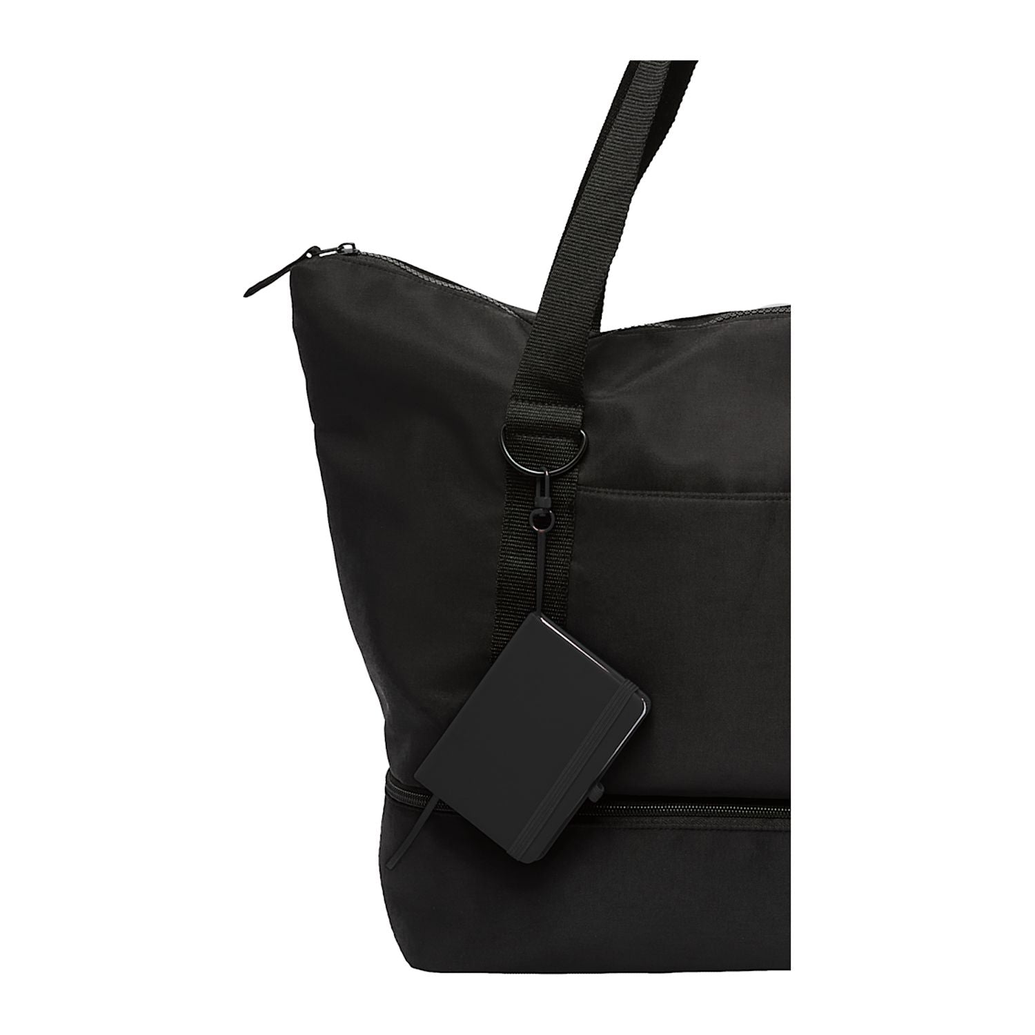 Mini Recycled Notebook with Clip shown attached to a tote
