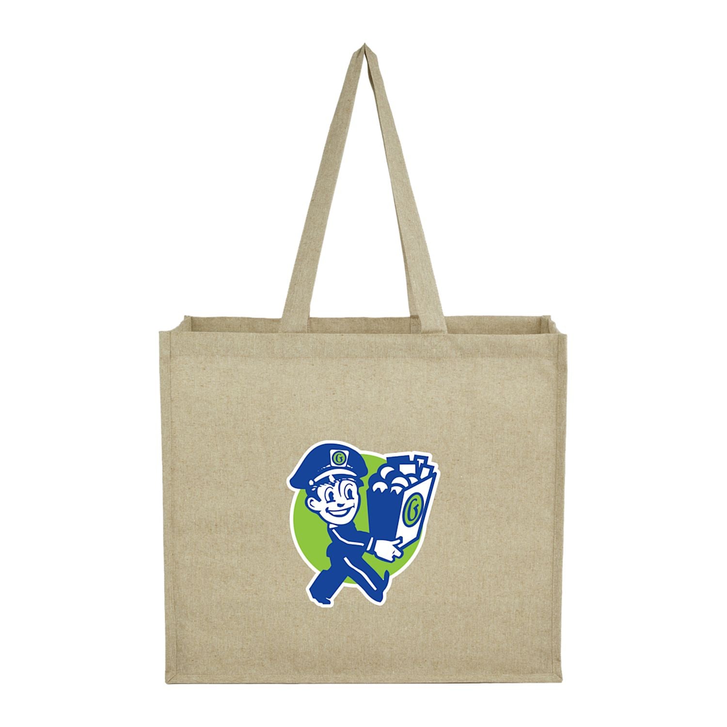 4oz Recycled Cotton Shopper Tote with Laminated Interior - Natural with a custom logo