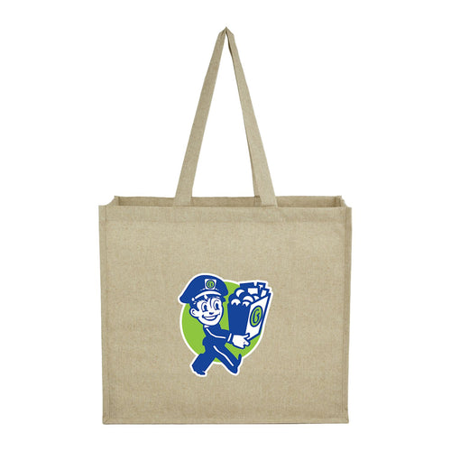 4oz Recycled Cotton Shopper Tote with Laminated Interior - Natural with a custom logo