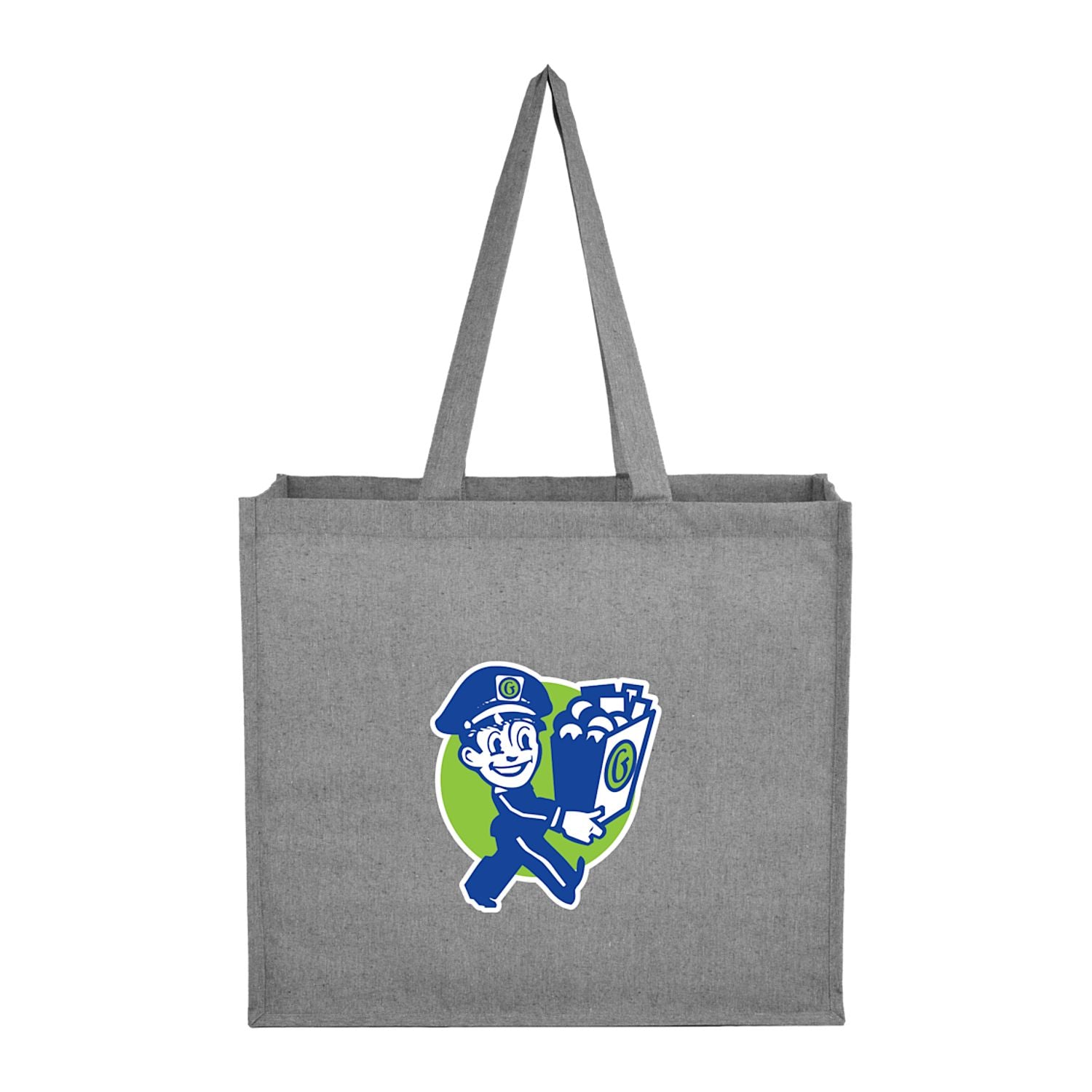 4oz Recycled Cotton Shopper Tote with Laminated Interior - Gray with a custom logo