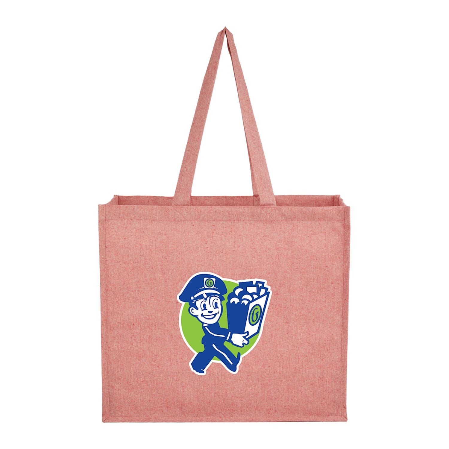 4oz Recycled Cotton Shopper Tote with Laminated Interior - Red with a custom logo