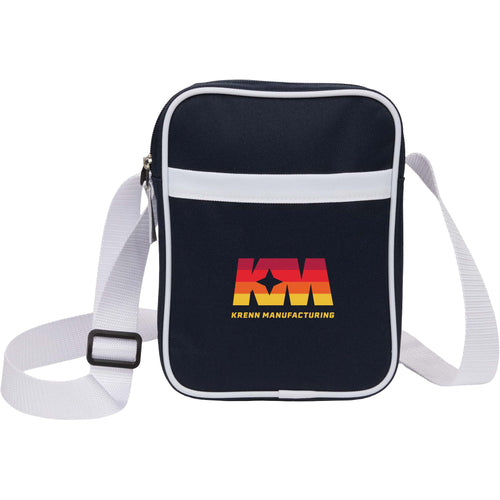 Navy Varsity Recycled Crossbody with a custom logo