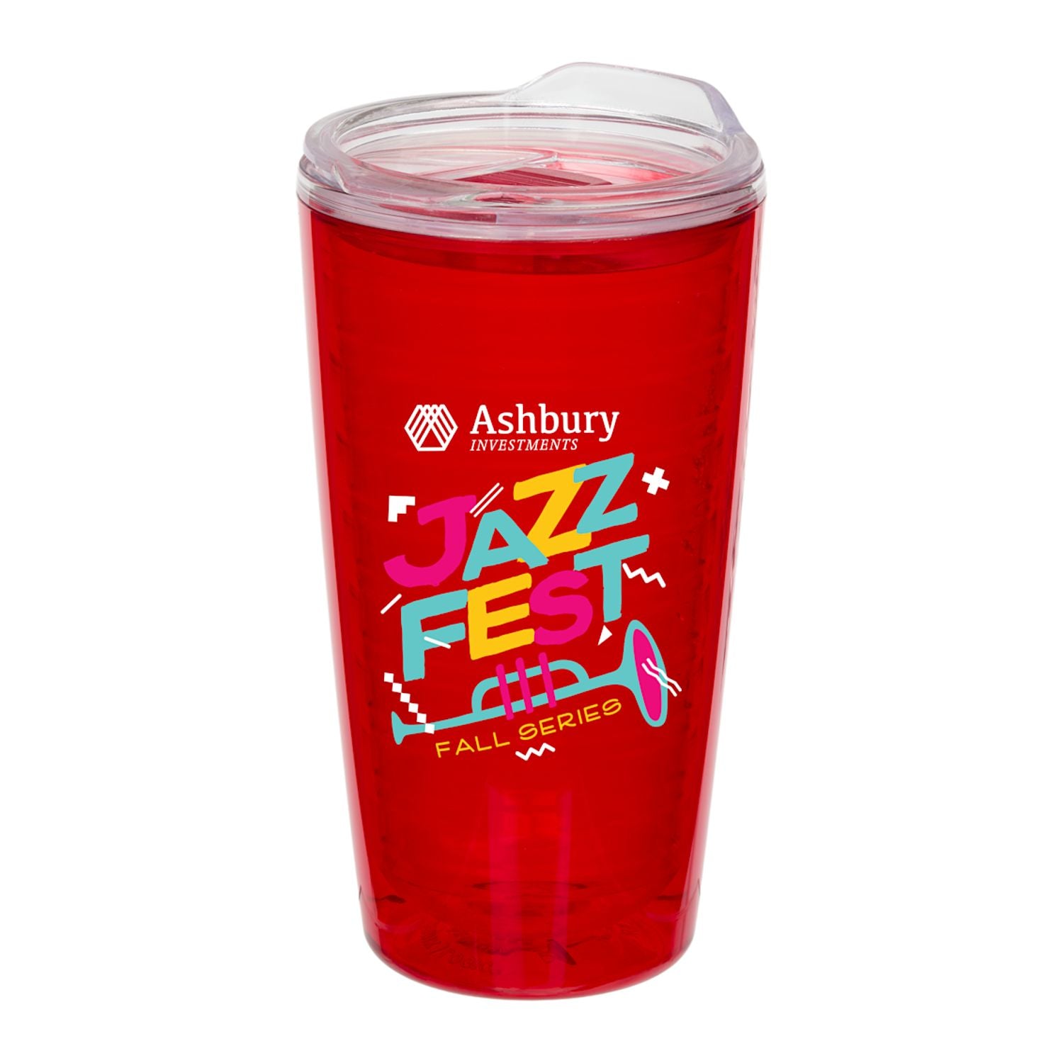Red Lakeside 16 oz Double Wall Tritan™ Tumbler with a custom logo