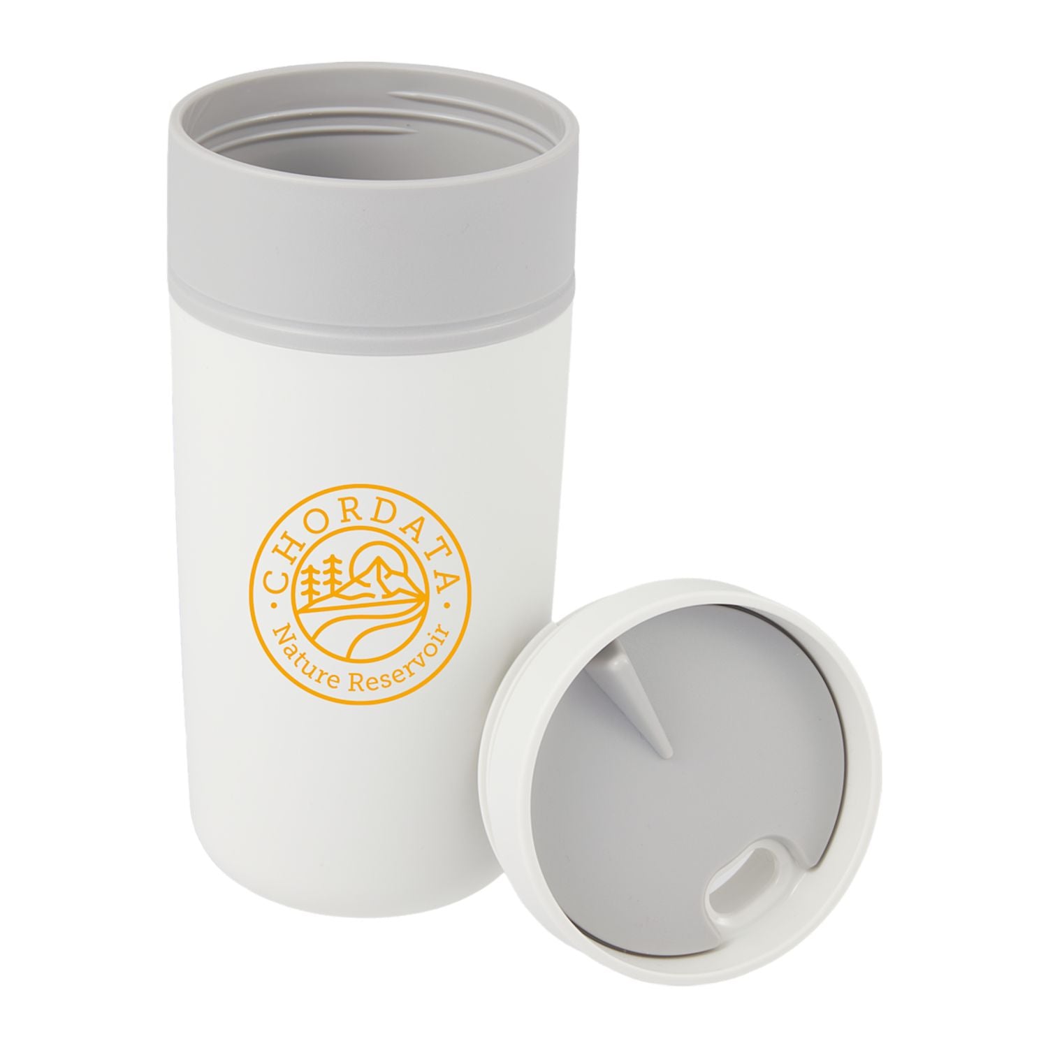 Kona 16 oz Double Wall Tumbler with Swivel Lid - White