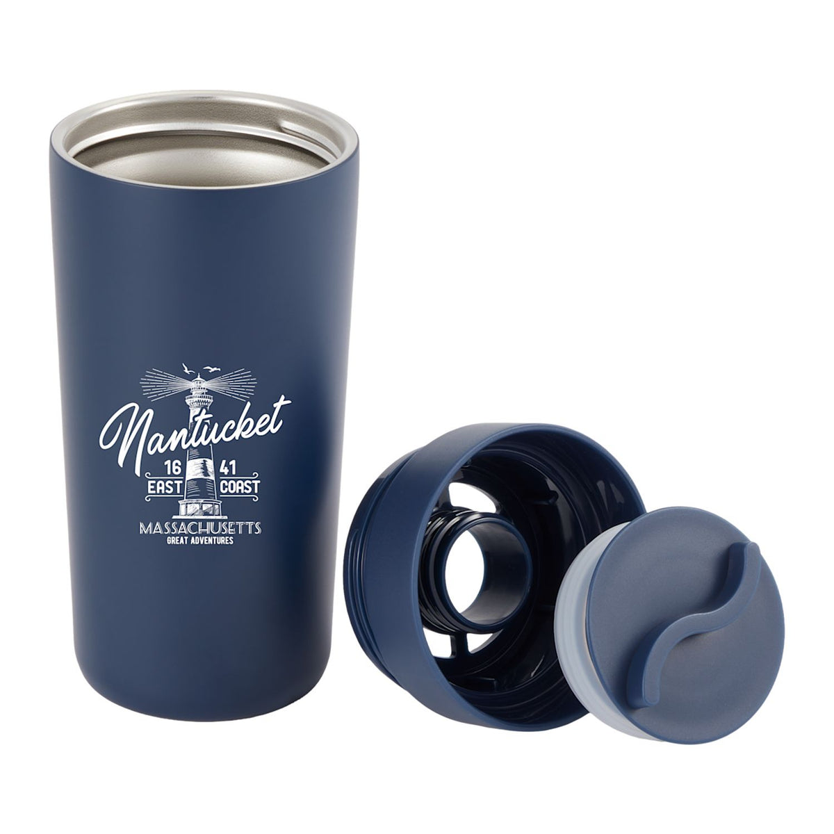 Maddie 16 oz Recycled Vacuum Tumbler with 360 Lid - Navy