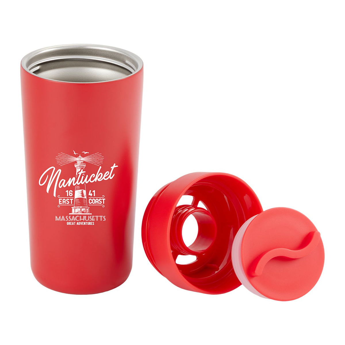Maddie 16 oz Recycled Vacuum Tumbler with 360 Lid - Red