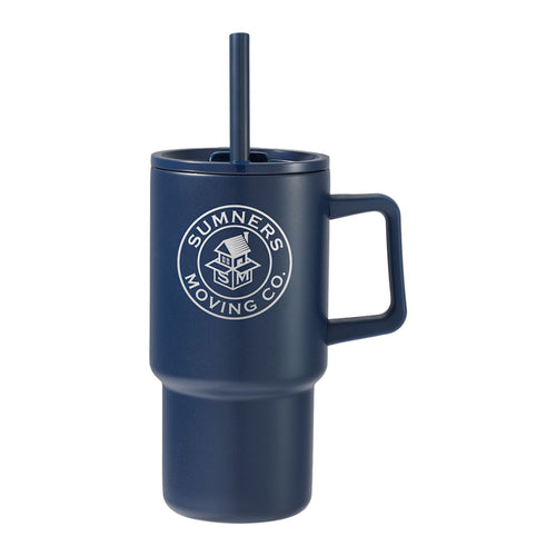 Navy Summit 18 oz Vacuum Insulated Mug with Straw with a custom logo