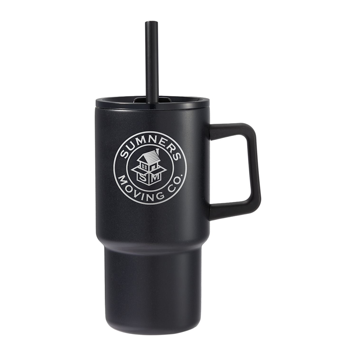 Black Summit 18 oz Vacuum Insulated Mug with Straw with a custom logo