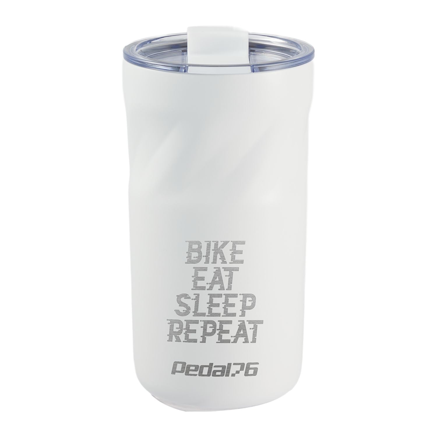 White Thalia 16 oz Vacuum Insulated Tumbler with a custom logo