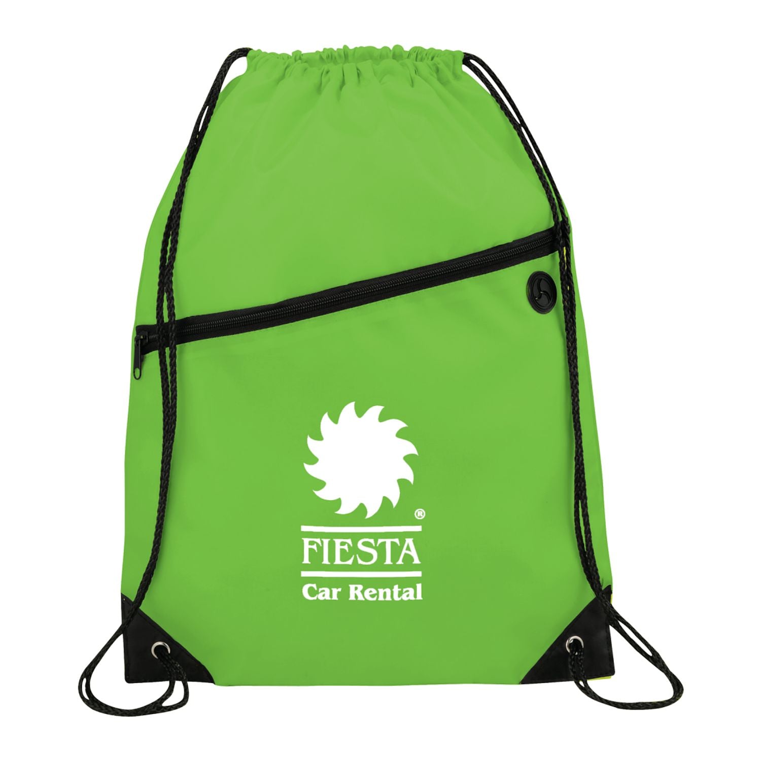 Robin Drawstring Polyester Bag with Front Zipper Pocket