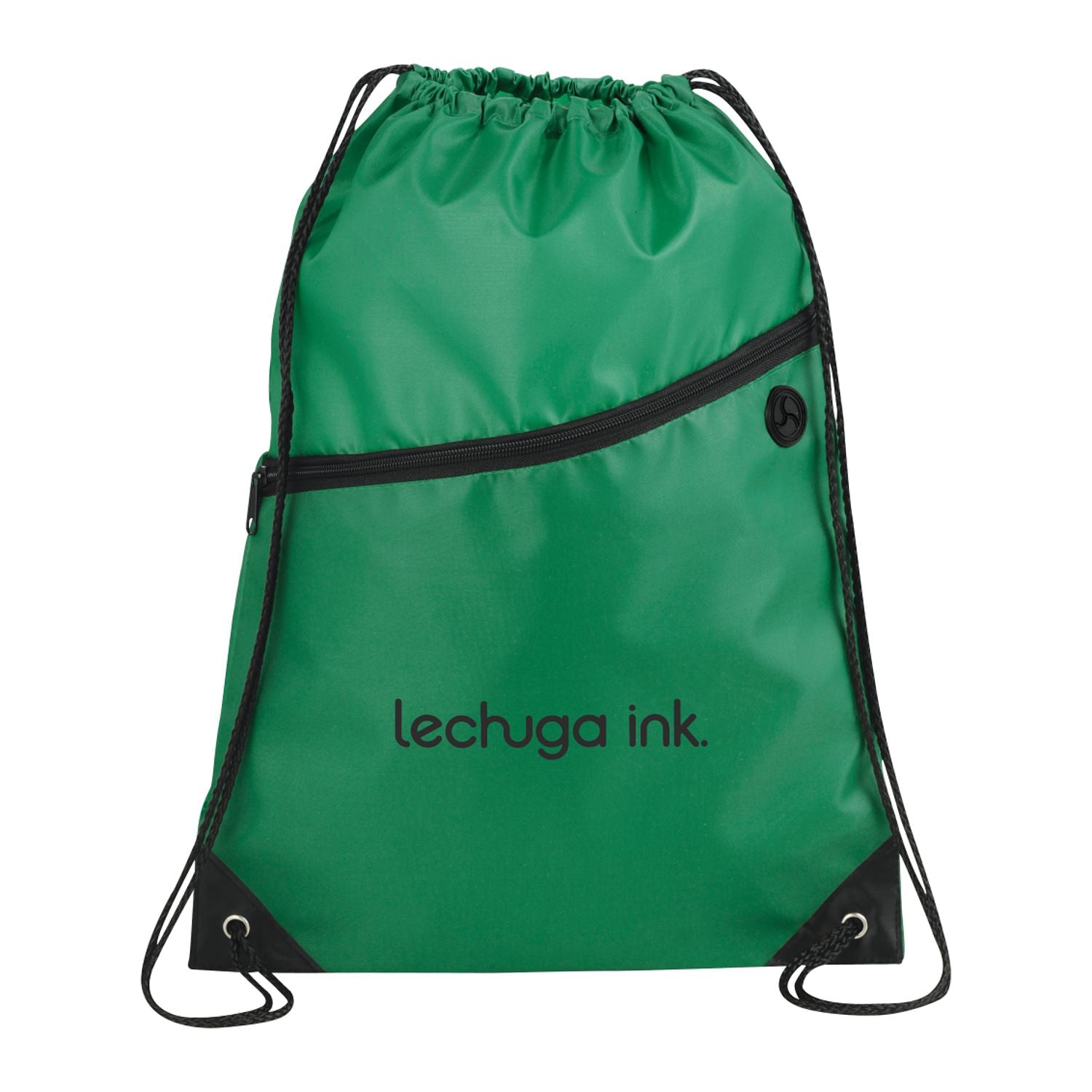 Robin Drawstring Polyester Bag with Front Zipper Pocket