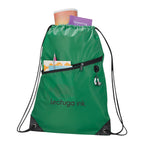 Robin Drawstring Polyester Bag with Front Zipper Pocket