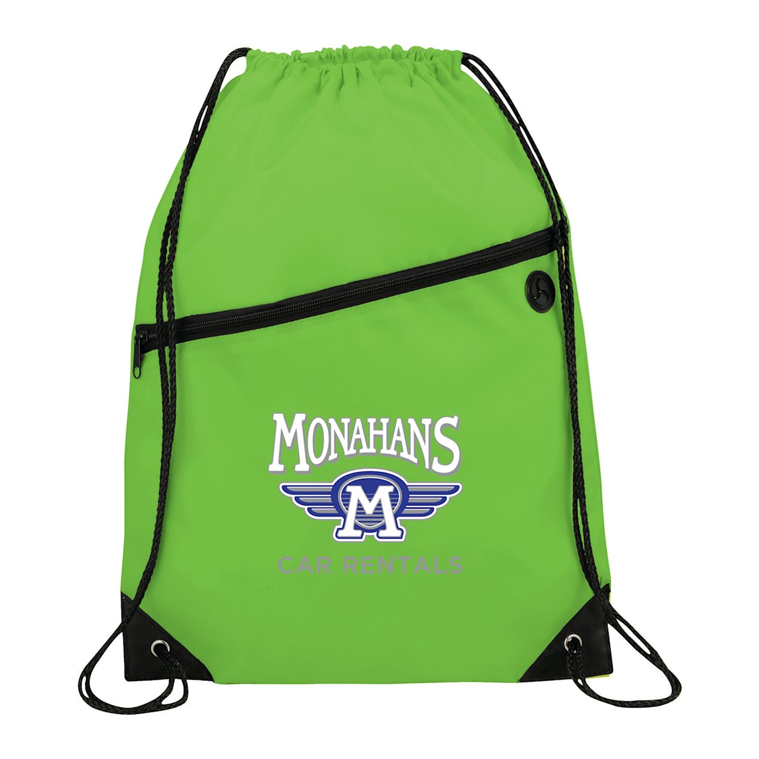 Robin Drawstring Polyester Bag with Front Zipper Pocket