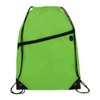 Robin Drawstring Polyester Bag with Front Zipper Pocket