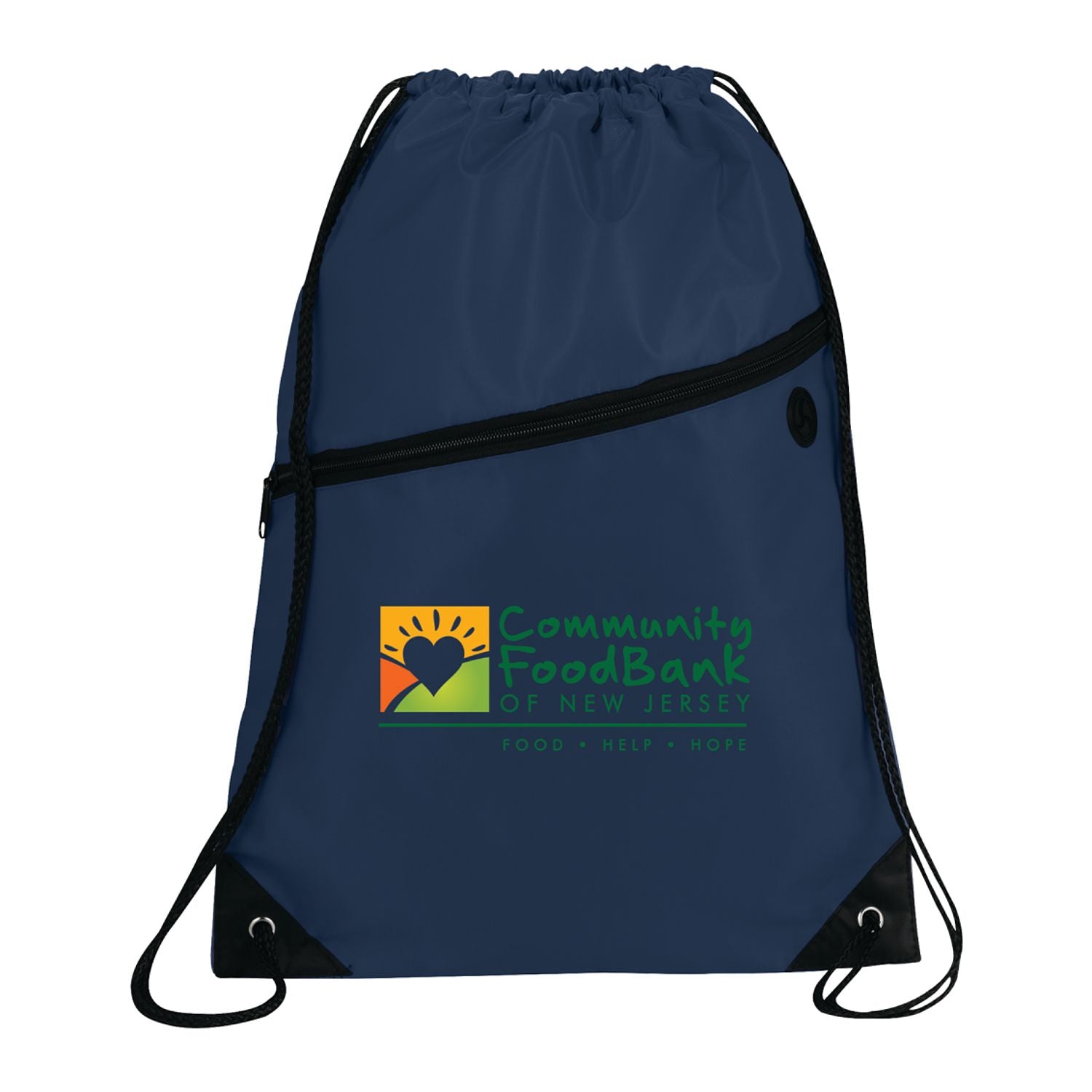 Robin Drawstring Polyester Bag with Front Zipper Pocket