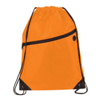 Robin Drawstring Polyester Bag with Front Zipper Pocket