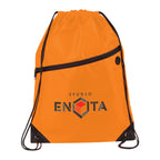 Robin Drawstring Polyester Bag with Front Zipper Pocket