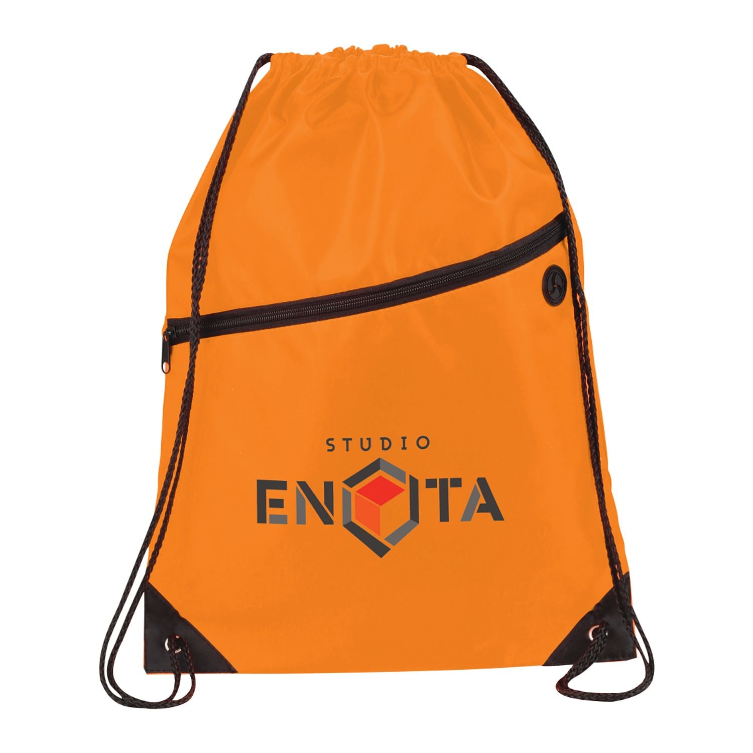 Robin Drawstring Polyester Bag with Front Zipper Pocket