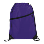 Robin Drawstring Polyester Bag with Front Zipper Pocket