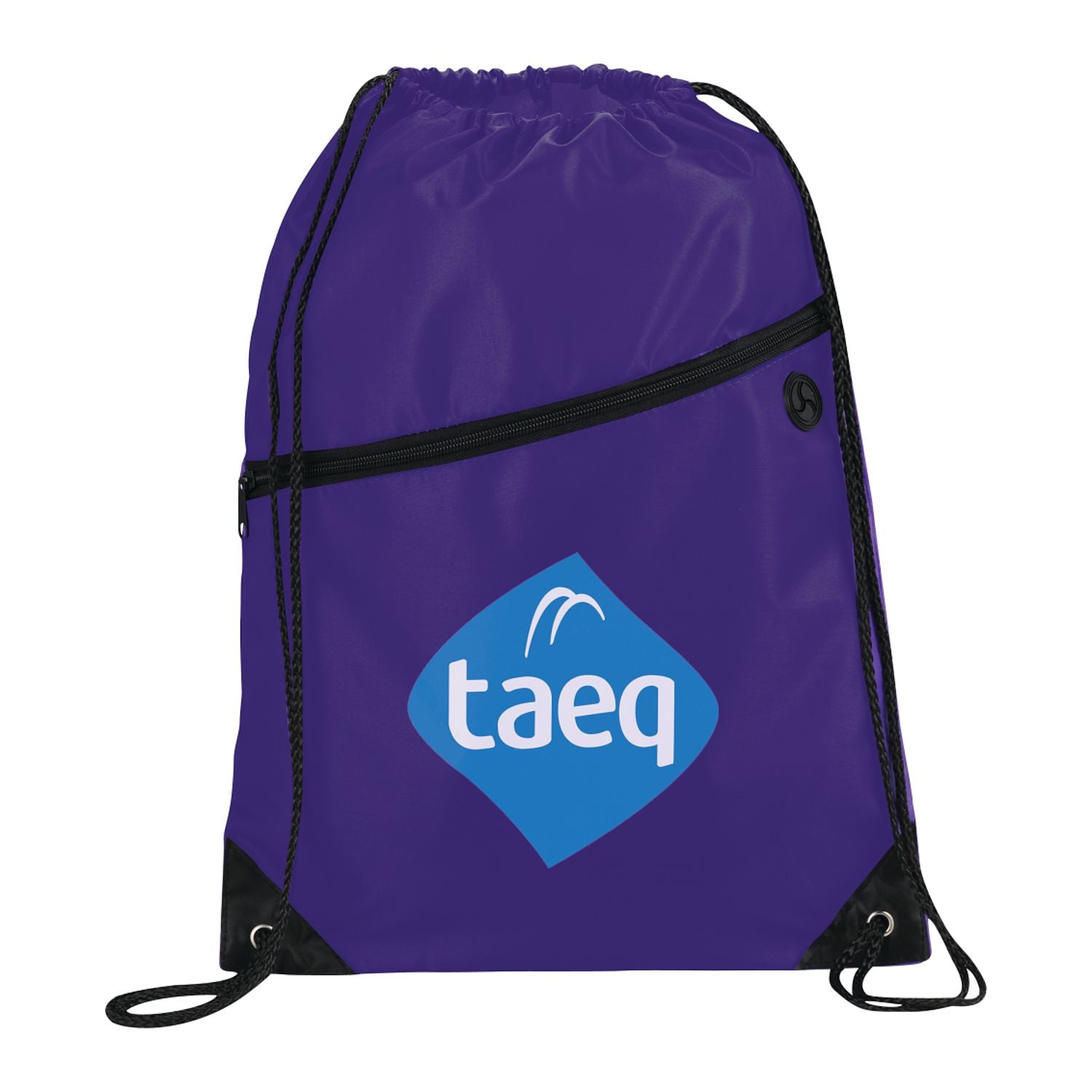 Robin Drawstring Polyester Bag with Front Zipper Pocket