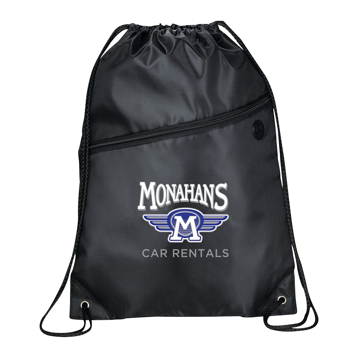 Robin Drawstring Polyester Bag with Front Zipper Pocket