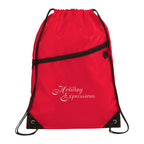 Robin Drawstring Polyester Bag with Front Zipper Pocket