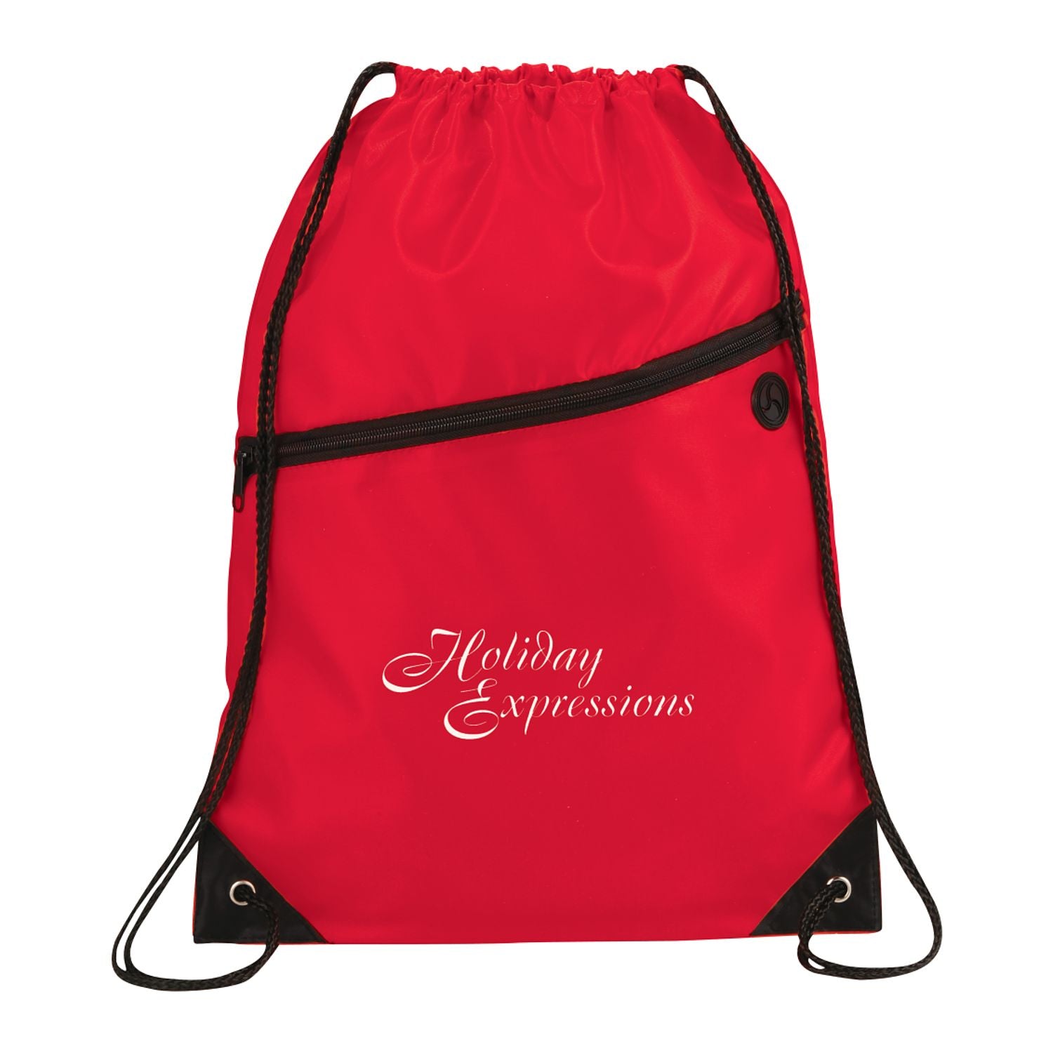 Robin Drawstring Polyester Bag with Front Zipper Pocket