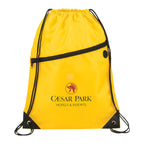 Robin Drawstring Polyester Bag with Front Zipper Pocket
