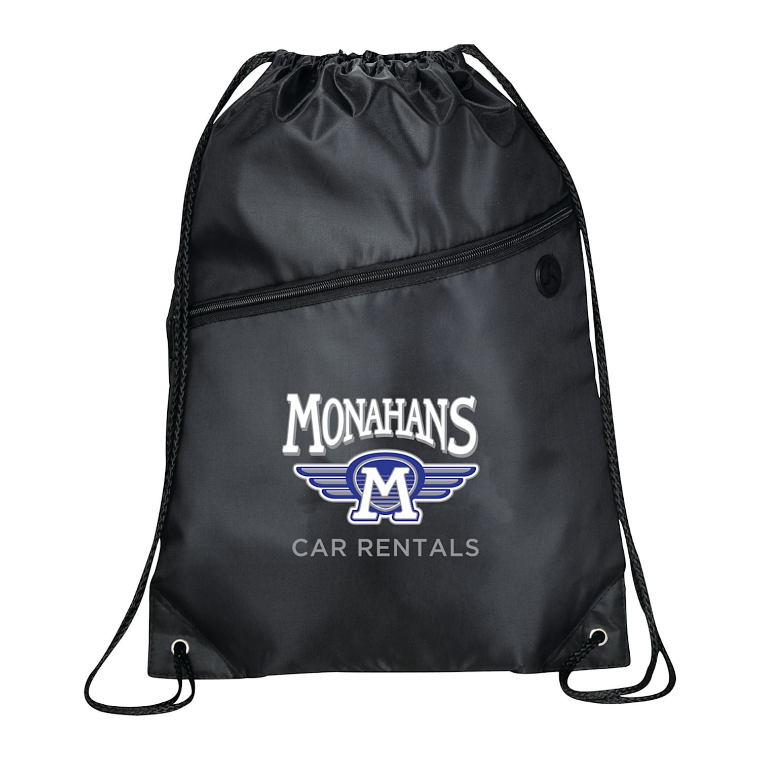 Robin Drawstring Polyester Bag with Front Zipper Pocket