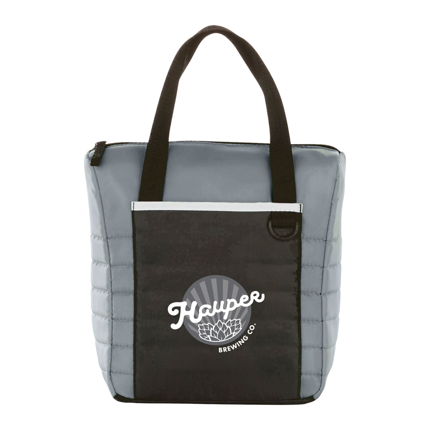 Gray Quilted 12-Can Lunch Cooler with a custom logo