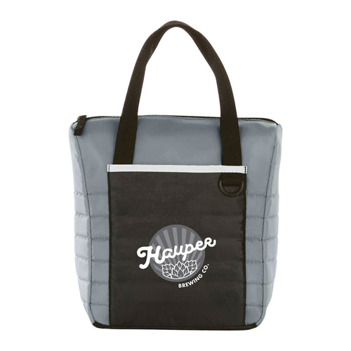 Gray Quilted 12-Can Lunch Cooler with a custom logo