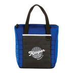 Blue Quilted 12-Can Lunch Cooler with a custom logo